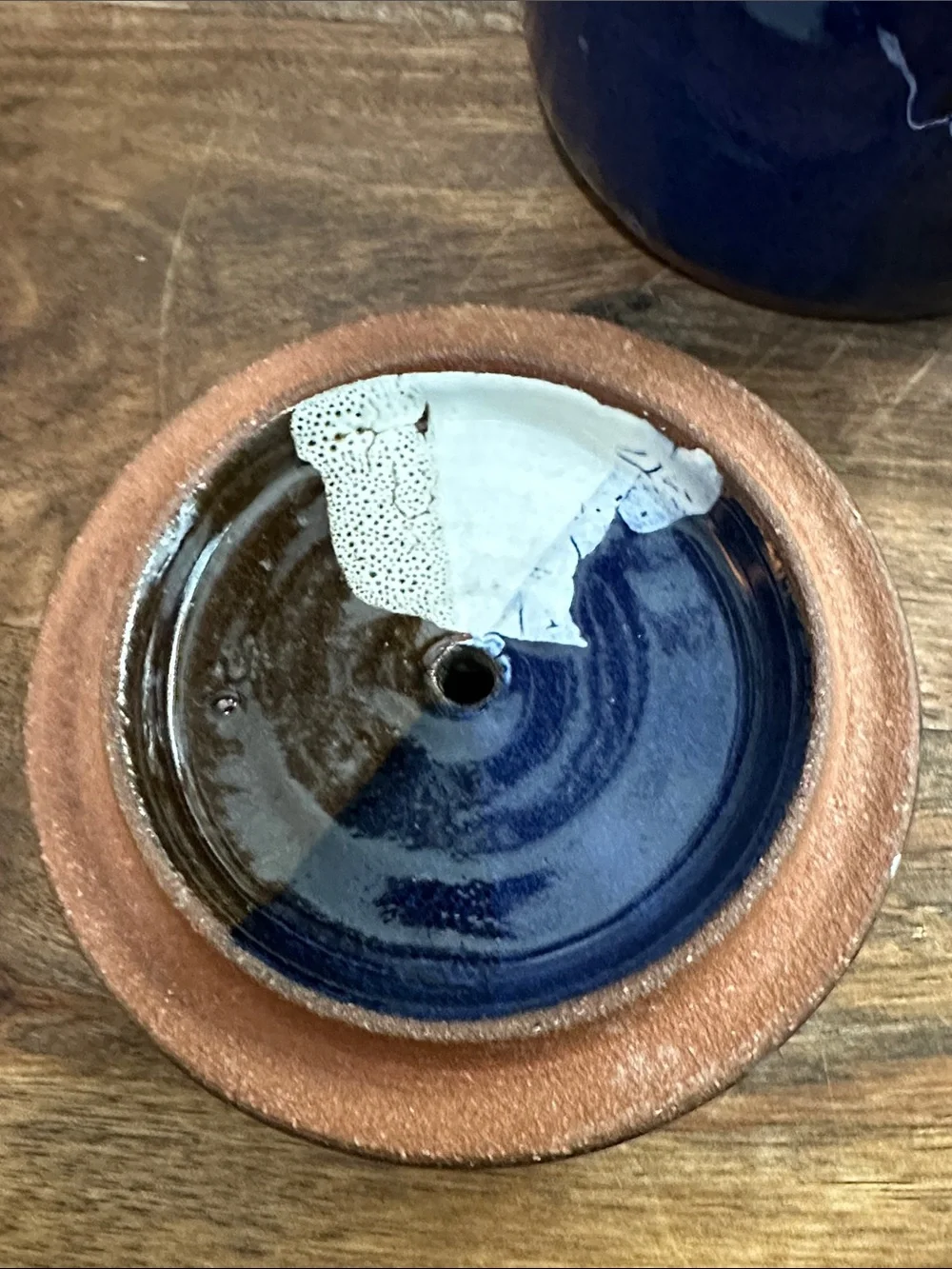 Handmade Art Pottery Mug Vented Lidded Coffee Tea Artist Signed